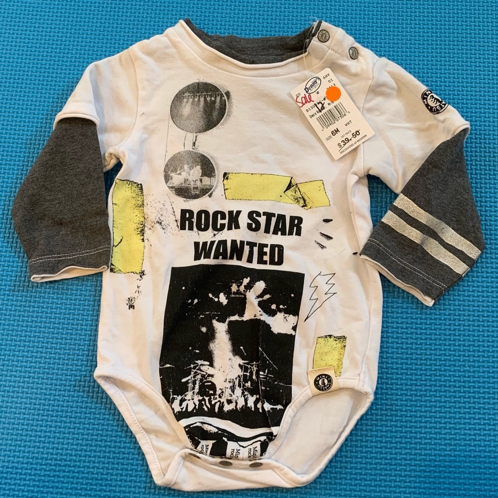Cool rockstar sunglasses long sleeve bodysuit 6m